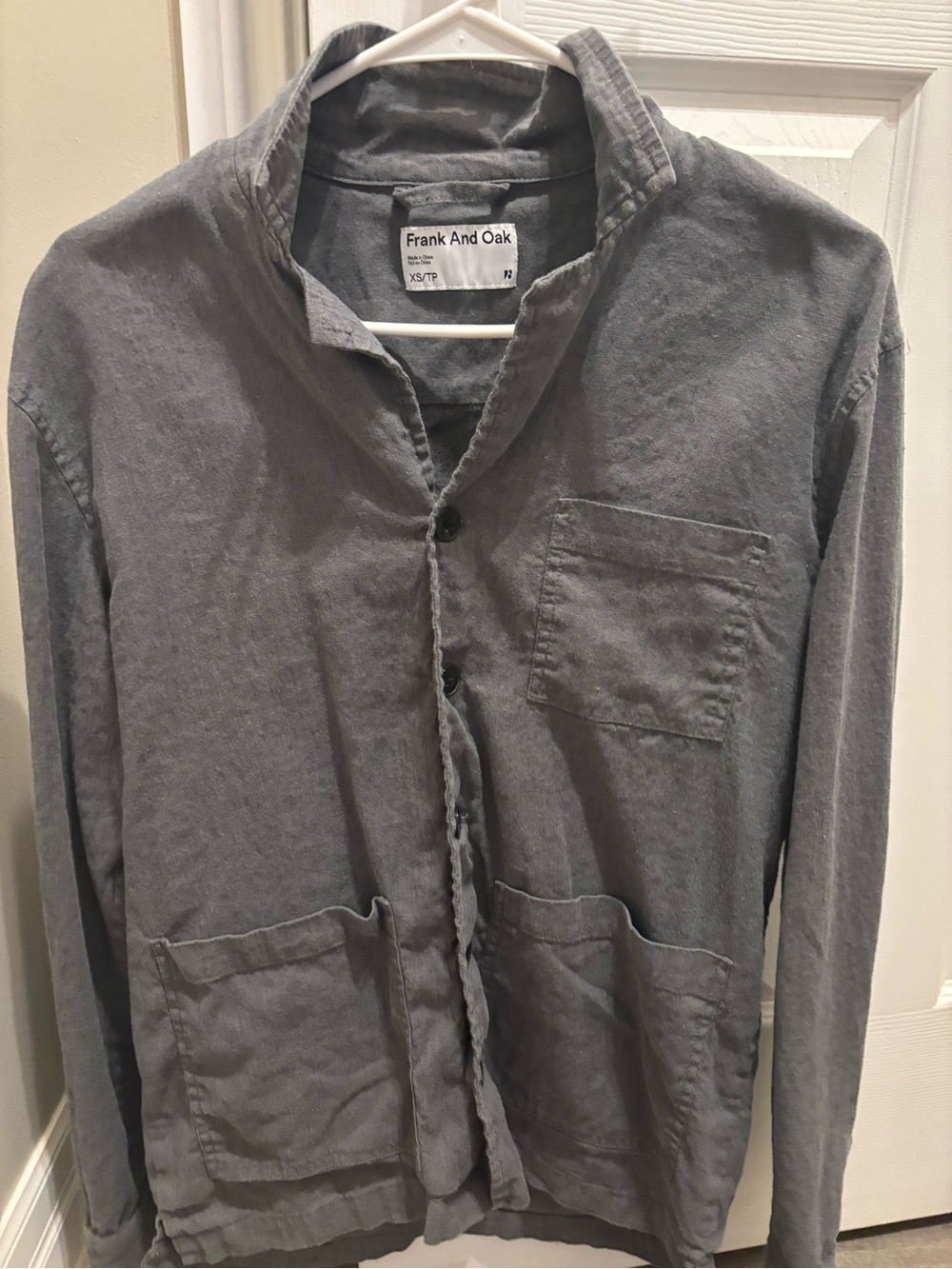 Linen Men's Gray Cotton Utility Jacket